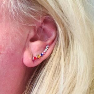 7 Rainbow Crystals Ear Climbers